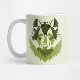 Geometric Green Wolf Mug